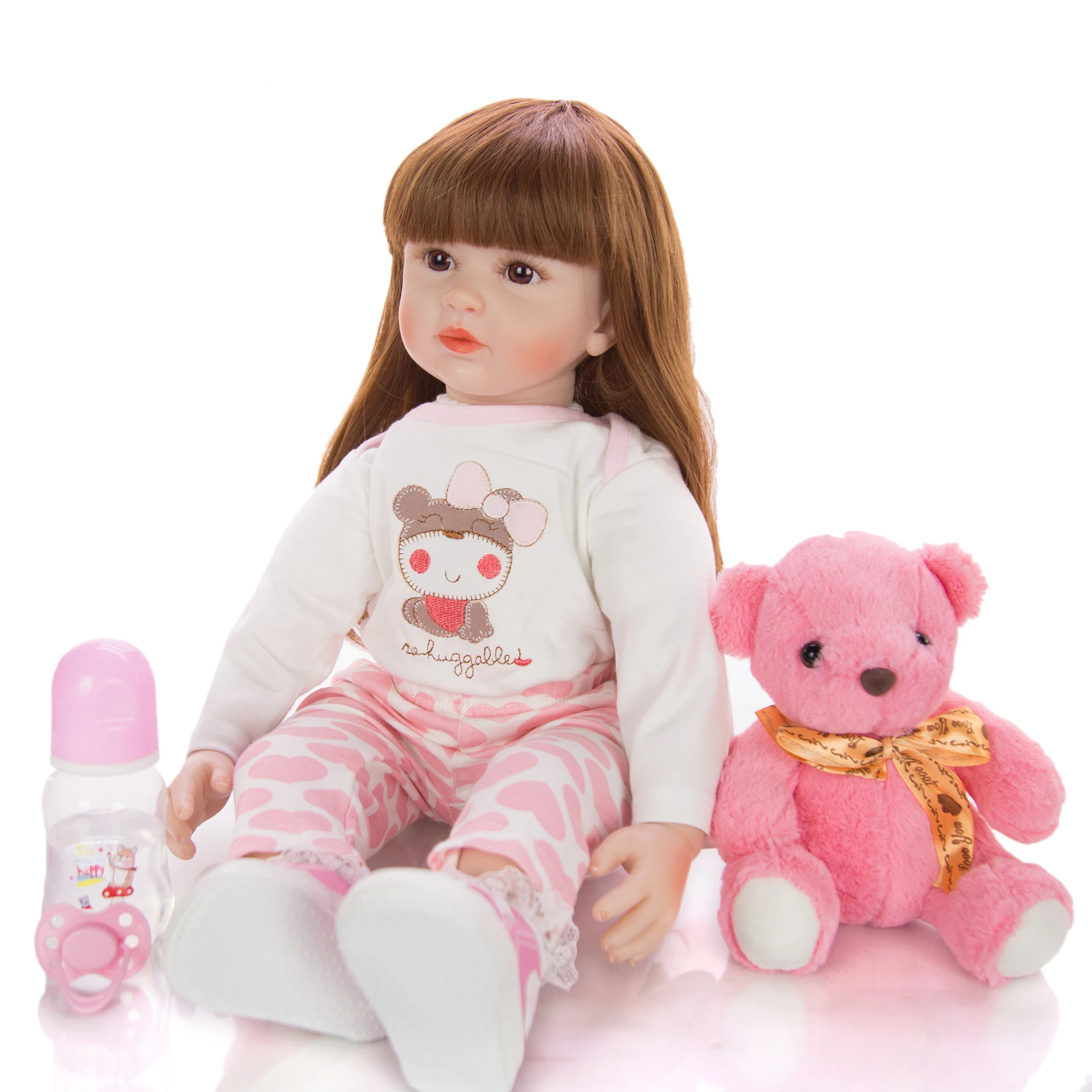 NPKDOLLS 24 дюйма Bebe возрождаются куклы 60 см силиконовый мягкий реалистический платье