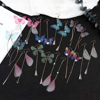 

Handmade Large Pack Beautiful Fairy Tale Dragonfly Butterflies Wing Earrings Cicada Wing Charm Earrings Jewelry Making