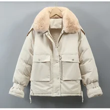 2021 novo inverno feminino coreano de solto curto mais veludo casaco de trabalho feito com ferramentas de algodão parkas jaqueta feminina