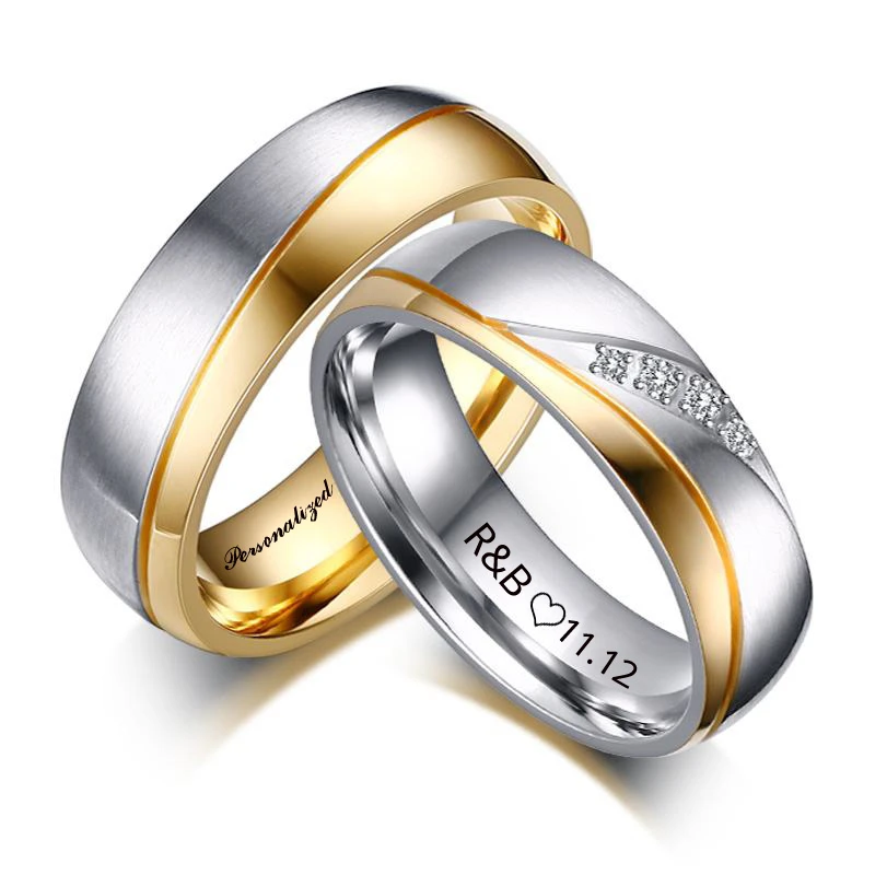 Personalized Name Promised Wedding Rings for Lover Couple Men Women Stainless Steel Engagement Party Gifts taco party taco s onion rings avocado limes chilli peppers and chilli sauce socks hip hop lots cartoon characters socks