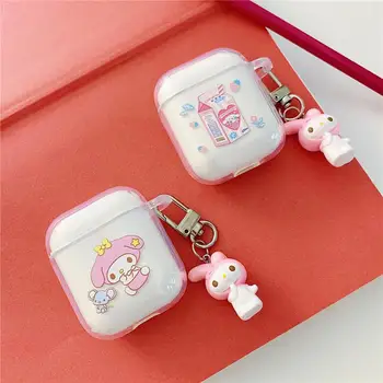

my melody cinnamoroll wireless Bluetooth Earphone case For Apple Airpods 2 1 cute Pendant 3D woll accessories soft tpu Cover Box