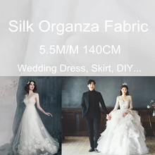 Amazon Горячая органза ткань шелк Органическая чистая ткань свадебное платье ткань шелк 140 см ширина Моющаяся