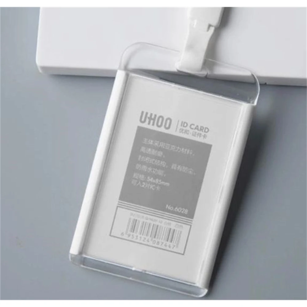 Uhoo 6028 아크릴 작업 ID 카드 홀더, 비즈니스 이름 배지 카드 홀더, 고품질 넥 끈 배지 커버 케이스, 전시 신제품