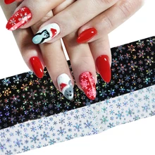 10 шт Рождественский дизайн ногтей Фольга наклейки Набор Снежинка Санта голографическая звездное небо бумага клей слайдер украшение наконечник BEA21-1