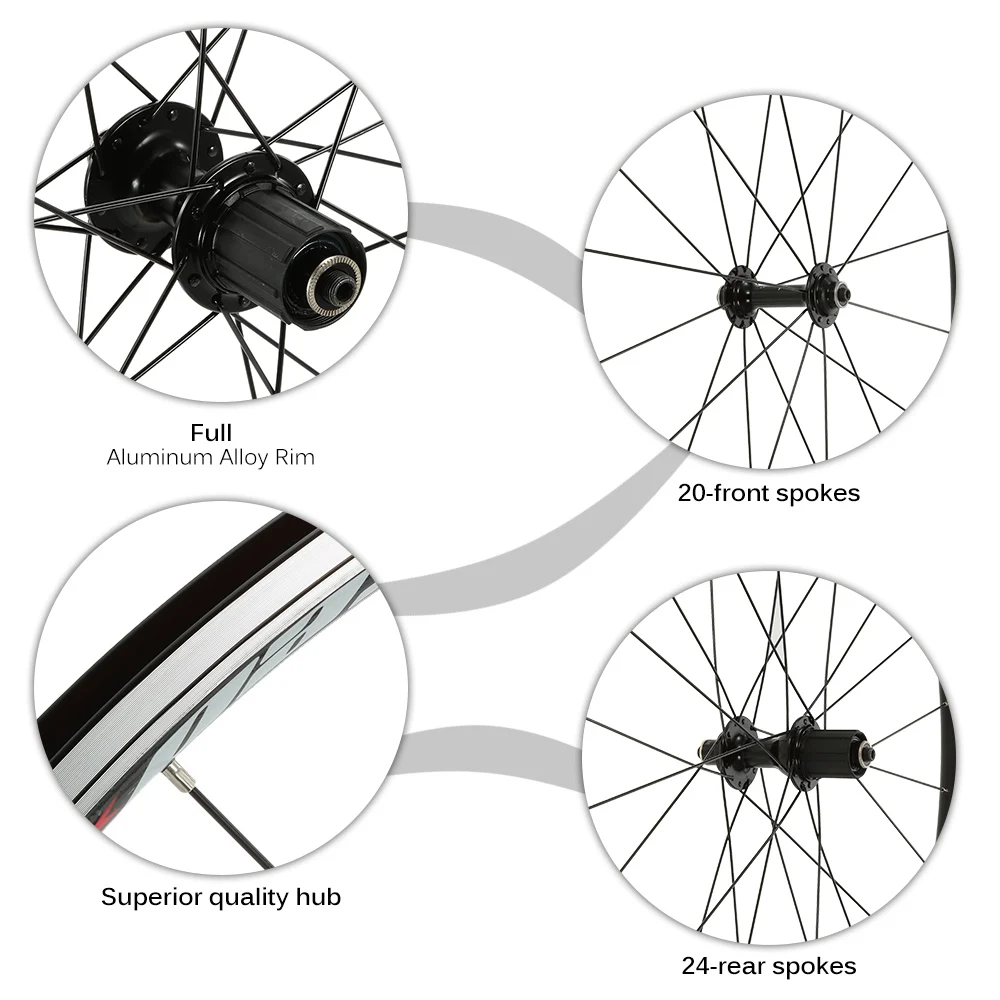 Best CNC Aluminum Alloy Road Bike 700C Wheelset Clincher Wheels Set for Shimano Sram 8-10 Speeds Cassette 8