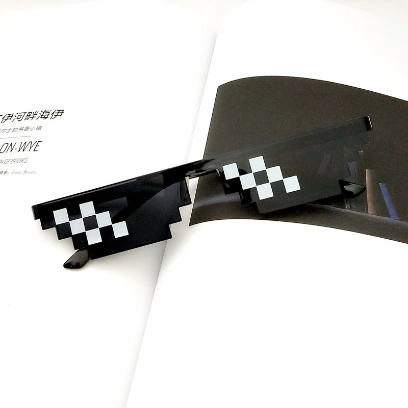 Black Mosaic Sunglasses Funny Toy Mosaic Strip Sunglasses Trick Toy Retro Thug Life Glasses Deal With It Glasses Pixel_voghion.com