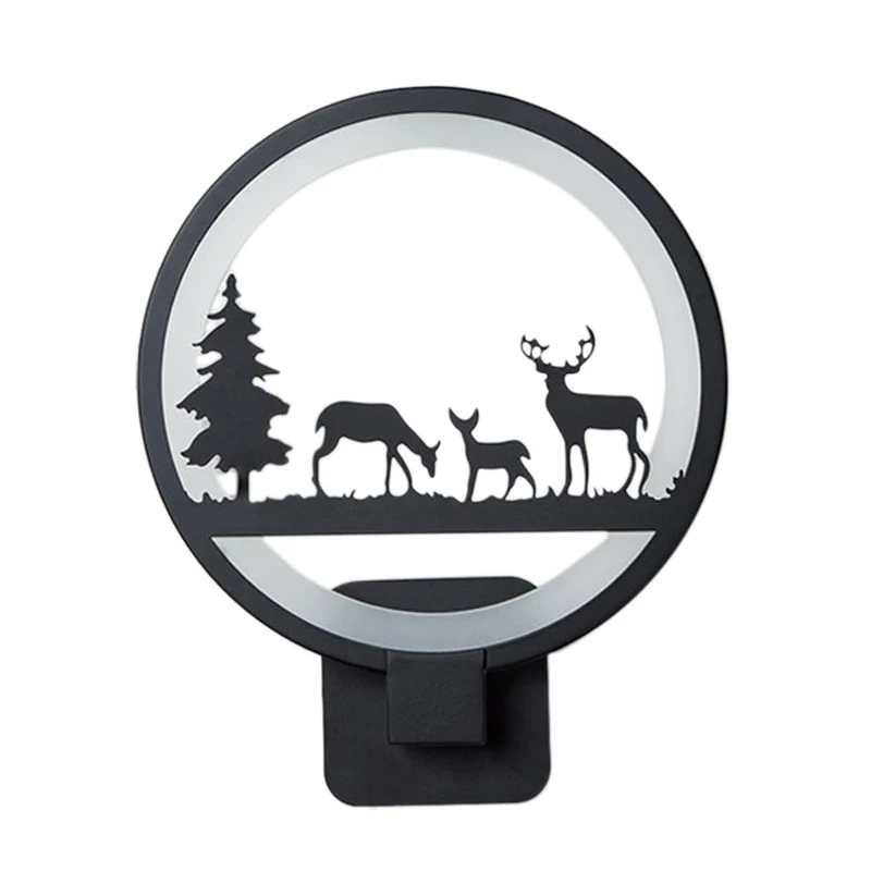 

ABSS-Led Wall Light Round Acrylic Modern Home Living Room Bedroom Light Black (Warm Light)