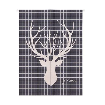 

KKWL Nordic Style Brief Doorway Wall Hanging Curtain Cute Pattern Short Curtain For Kitchen Cotton Linen Curtain Decor