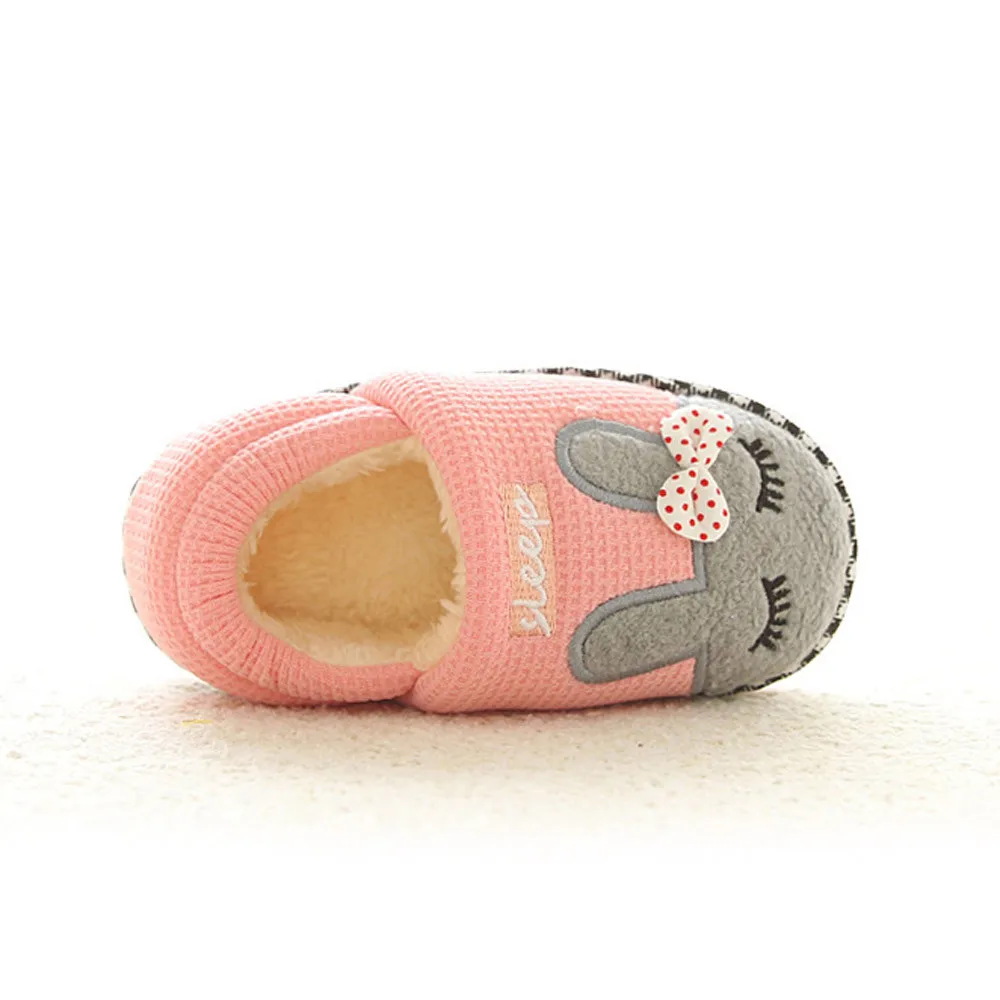 JAYCOSIN-зимние детские тапочки; детская нескользящая обувь с милым кроликом; домашняя обувь; очень теплая Домашняя обувь для мальчиков и девочек; тапочки с мягкой подошвой