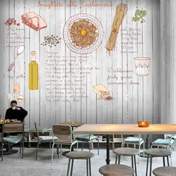 Персонализация 3 D паста пицца дерева 3d обои пищевой большой росписи 3d обои Ресторан-кафе гостиница досуга