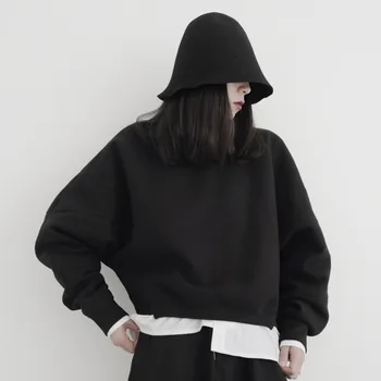 

LANMREM 2020 Bat Sleeve Sweatshirt New Women's Round Neck Solid Color Irregular Pullover Fashion Woolen Sweatshirt PC281