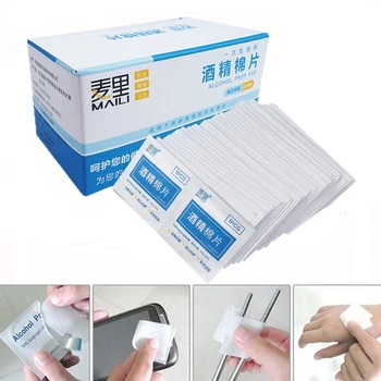 

100pcs/box Alcohol Prep Swap Pad Wet Wipe For Antiseptic Skin Cleaning Care Jewelry Mobile Phone Glasses Clean Tool Alcohol Pads