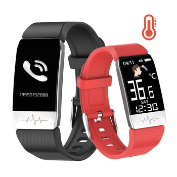 

Body Temperature Measure Smart Bracelet T1 ECG Heart Rate Blood Pressure Monitor Weather Forecast Smart Watch Men women 2020 New