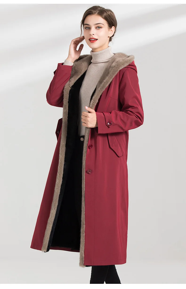 Nie overcomes/женское меховое пальто со съемным кроличьим мехом; Новинка года; длинное пальто выше колена