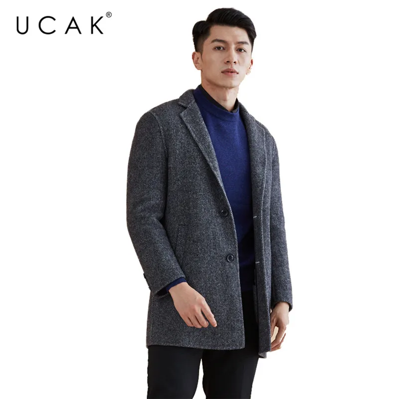 UCAK бренд шерстяное пальто Новое поступление зимнее пальто Мужская модная повседневная куртка мужские толстые теплые мужские s пальто U8004