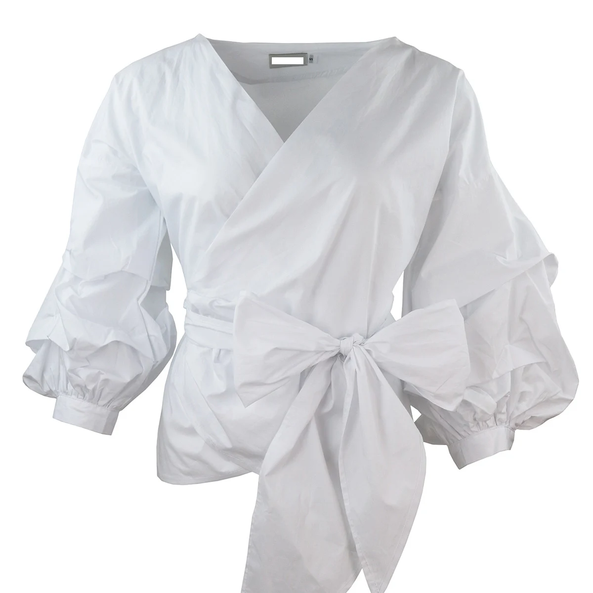 white DMY2116 XITAO полосатая бандажная женская блузка модная новинка Весенняя Элегантная Маленькая Повседневная рубашка с пышными рукавами и открытыми плечами DMY2116 - Цвет: white DMY2116