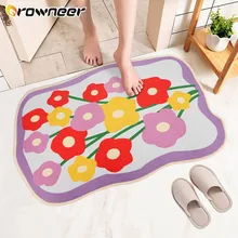 Anti deslizamento tapete do banheiro buquê padrão absorção de água buthtub piso lateral chuveiro entrada capacho casa décoration