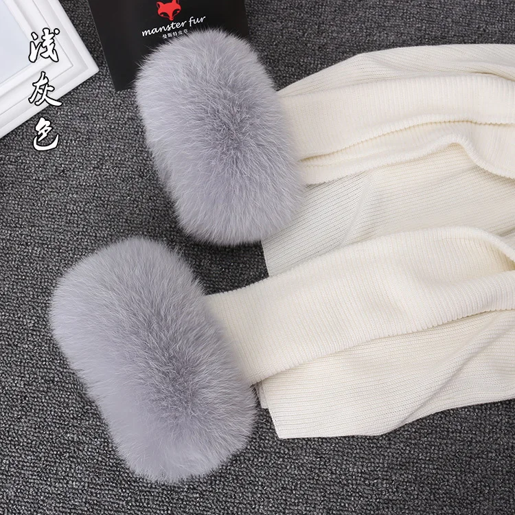 light gray Манжета из натурального Лисьего меха; новая зимняя одежда; напульсники из натурального меха; Модные Цветные напульсники на рукавах; 1 - Цвет: light gray