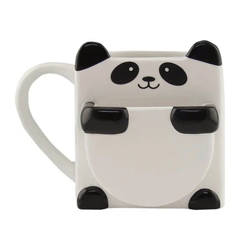 

Panda Coffee Cup with Biscuit Stand Holder Ceramic Cups Panda Coffee Cup Home Office 66CY