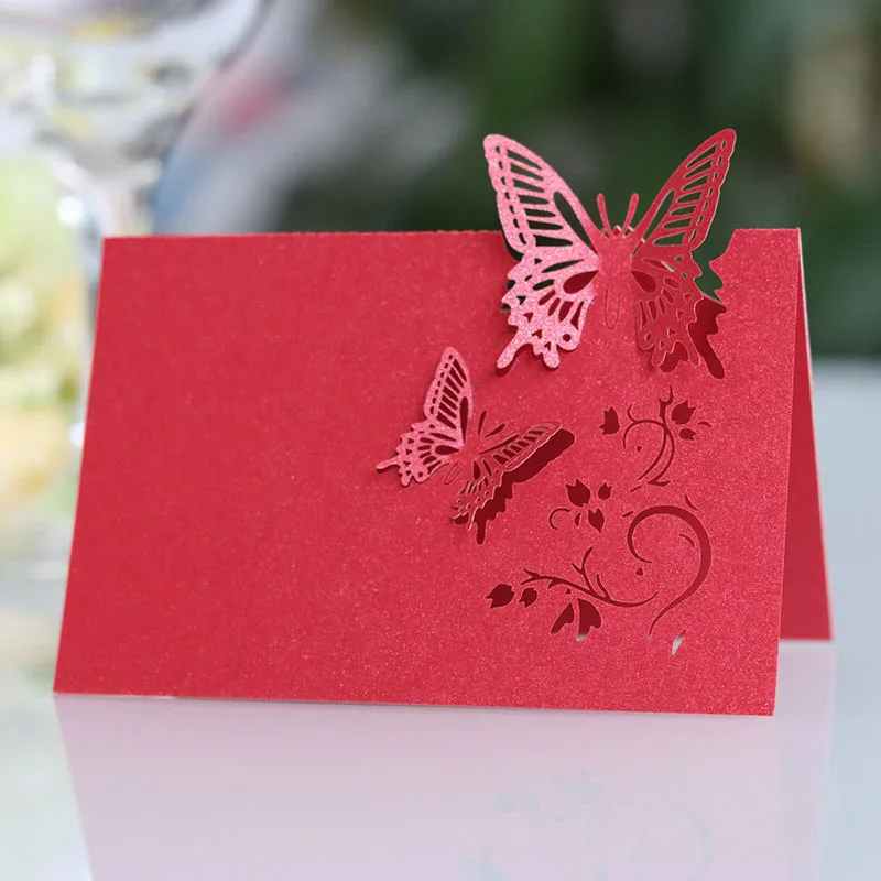 50pcs Butterfly Name Place Card Birthday Wedding Decoration Table Decor Table Name Message Greeting Card Baby Shower Party Favor