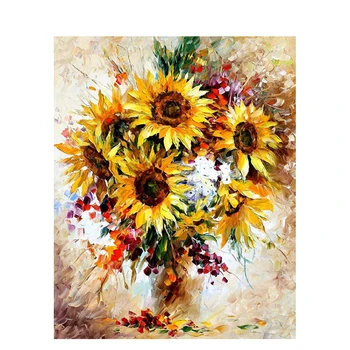 

GATYZTORY DIY Painting By Numbers Sunflower Picture Colouring Zero Basis HandPainted Oil Painting Home Decor