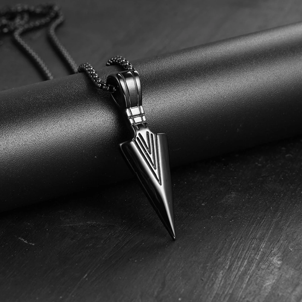 2021 Fashion New Black Rectangle Pendant Necklace Men Trendy Simple Stainless Steel Chain Men Necklace Jewelry Gift 