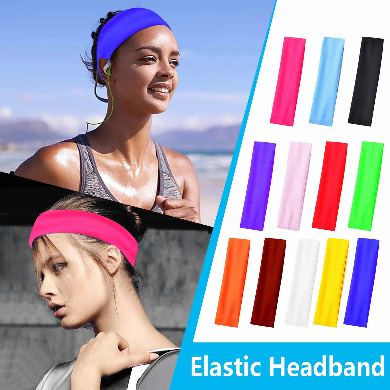 19Colors Cotton Sweatband Sports Unisex Sweat Headband Runnning Basketball Yoga Hair Band Elastic Head Band Sport safe Headband mini hair clips