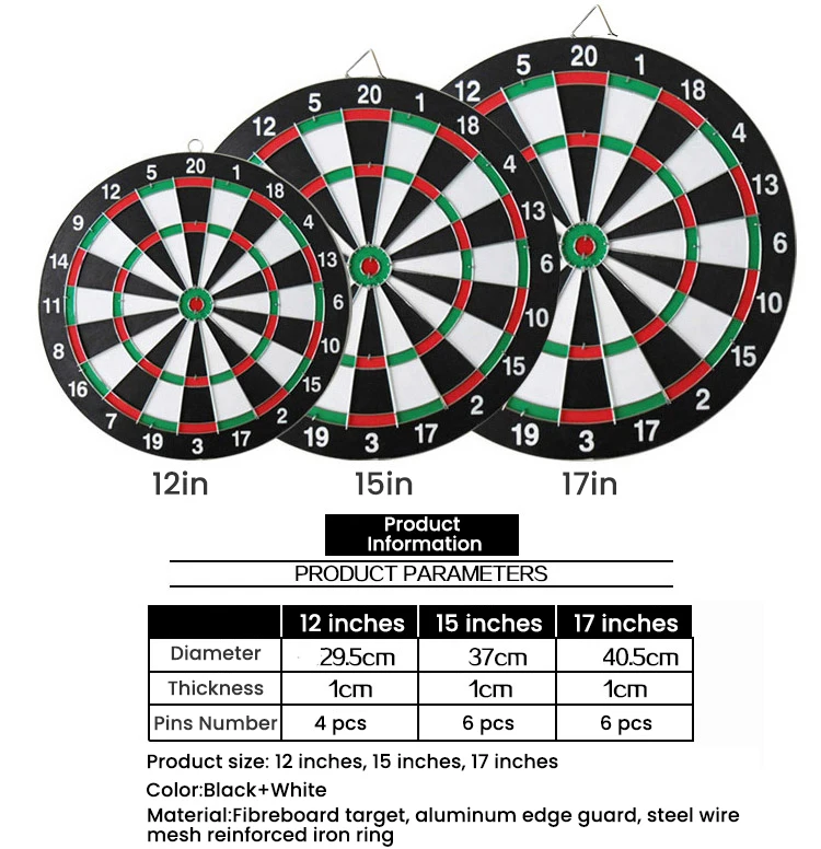 Double Sided Dart Board Game Target 3 Darts 11.6in Flocking Dartboards Plastic 