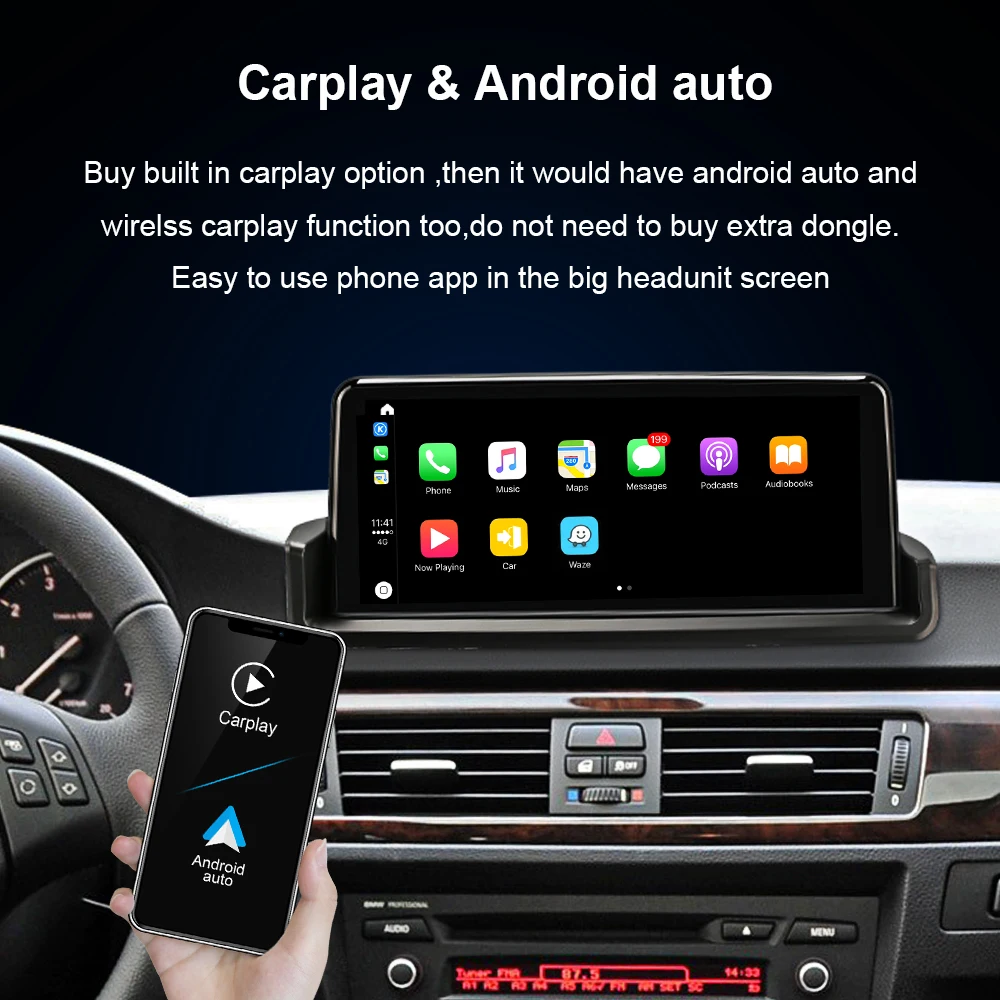 EBILAEN Car Multimedia Player for BMW E90 E91 E92 E93 Android 10.0 Autoradio Navigation 10.25' Headunit Screen Idrive Carplay