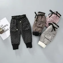 Штаны для девочек с бархатом; коллекция года; детская одежда в западном стиле; сезон осень-зима; детская модная универсальная одежда на молнии для маленьких детей