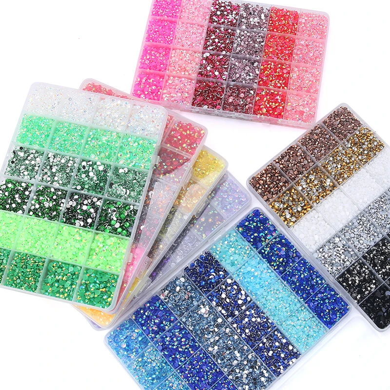 Sewing Machines 3mm-5mm Jelly AB Resin 18800pcs Non Hot Fix Rhinestones 3D Flatback Glitters Stone Crystals Strass for DIY Decoration Crafts Stopper