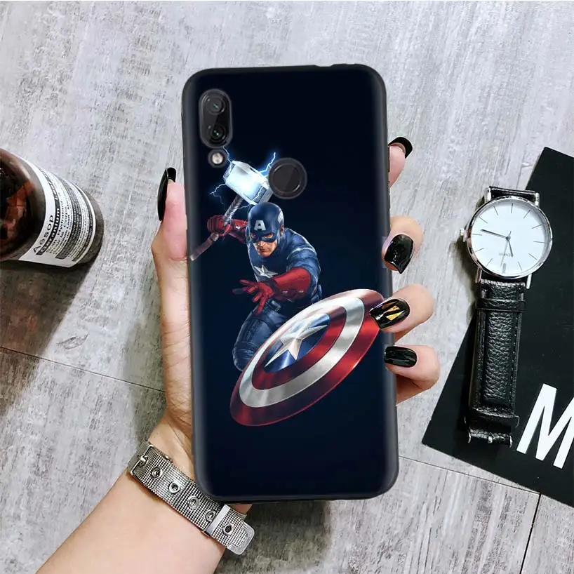 Мститель Капитан Америка Черная крышка чехол для телефона для Xiaomi Redmi Note фотоаппаратов моментальной печати 8 7 7S 7A 6 S2 GO K20 Pro 6A mi 6X 5X A1 CC 9 8 Coque
