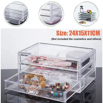 

3 Drawers Multifunction Makeup Organizer Drawers Transparent Acrylic Dusproof Cosmetics Jewelry Storage Box Display Stand