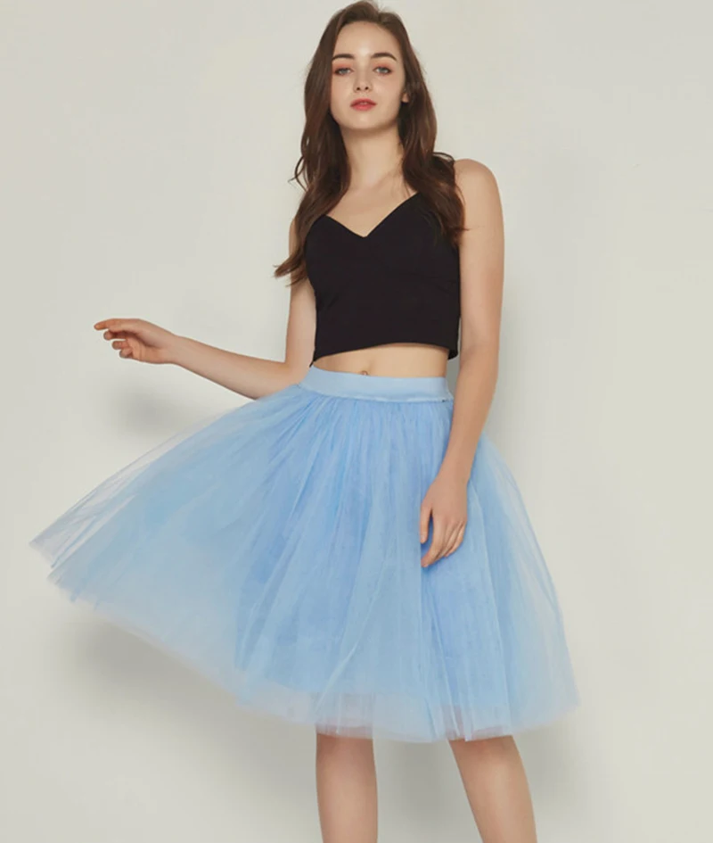 

New Puffty Layered TUTU Tulle Skirts Womens High Waist Midi Knee LengthWomens Vintage Lolita Petticoat faldas mujer Saia Jupe