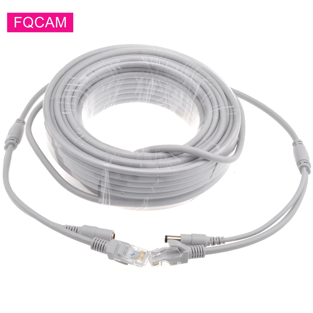 IP CCTV камера RJ45 + DC кабель питания 5 м/10 м/15 м/20 м/30 м Ethernet 2 в 1 CAT5/CAT-5e кабели для