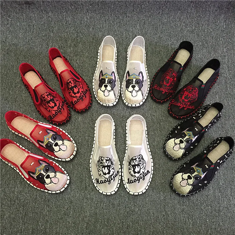 

Summer Hollow out Network Shoes Old Beijing-Embroidered Shoe Men And Women COUPLE'S Shoes Social Person Goat Shoes Driving Casua