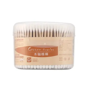 

500PCS/Box Compact Size Natural Cotton Swabs Wood Sticks Nose Ears Cleaning Cosmetics Home Health Care Cotton Buds