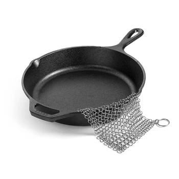

Kitchen Tool Pan Brush 10x10cm Cleaner Cookware Ring Stainless Steel Cast Iron Chainmail Scrubber Metal Cleaning Wash Tool