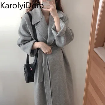 

Women Korean Winter Long Overcoat Outwear Coat Loose Plus Size Cardigans Long Sleeve Manteau Femme Hiver Elegant