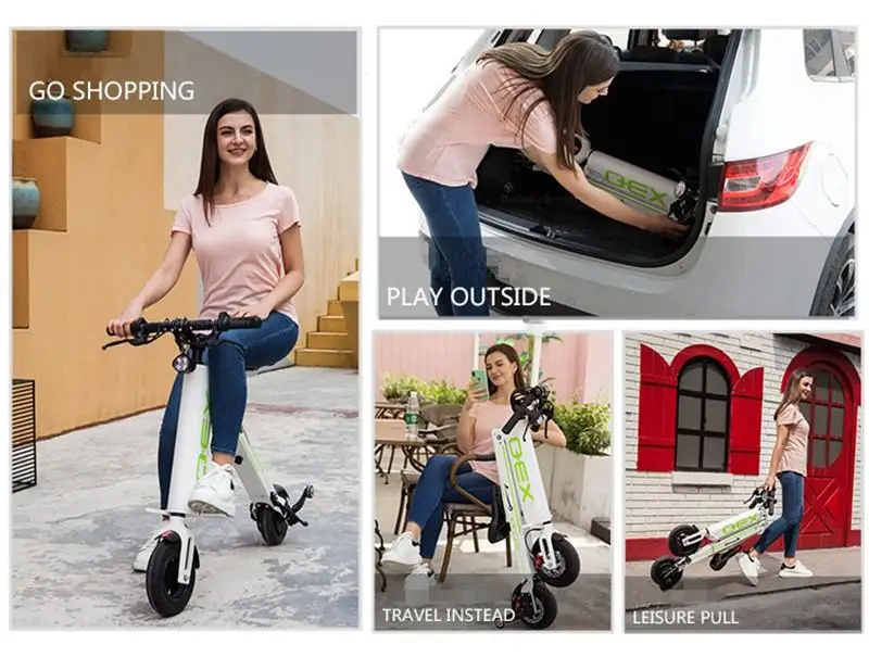 Foldable Electric Skateboard Two Wheels Electric Scooters 10 Inch 300W 36V Off Road Adult Lightweight Electric Scooter Bike (47)