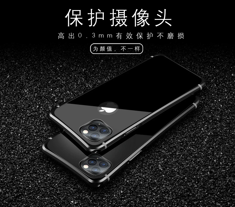 Роскошный металлический корпус для iphone 11 Pro Max, задняя крышка из закаленного стекла для iphone 11, алюминиевая рамка для iphone 11