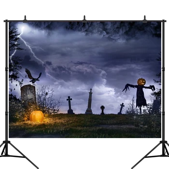 

Halloween Theme Night Headstone Photography Backgrounds Scarecrow Terrorist Photo Backdrops For Children Photo Studio