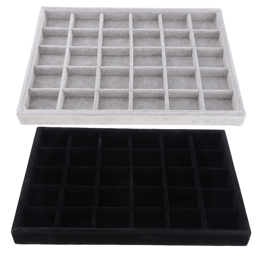 Premium Velvet Stackable Jewelry Tray Showcase Display Organizer for Necklaces Anklets ewelry Packaging  2 Colors for Choose