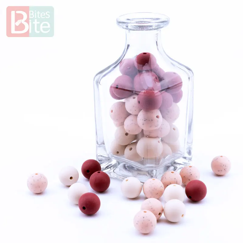 10pcs 15mm Baby Silicone Beads Granite Pearl Beads DIY Baby Teething Necklace Bracelet Pacifier Chain Accessories Teething Toys