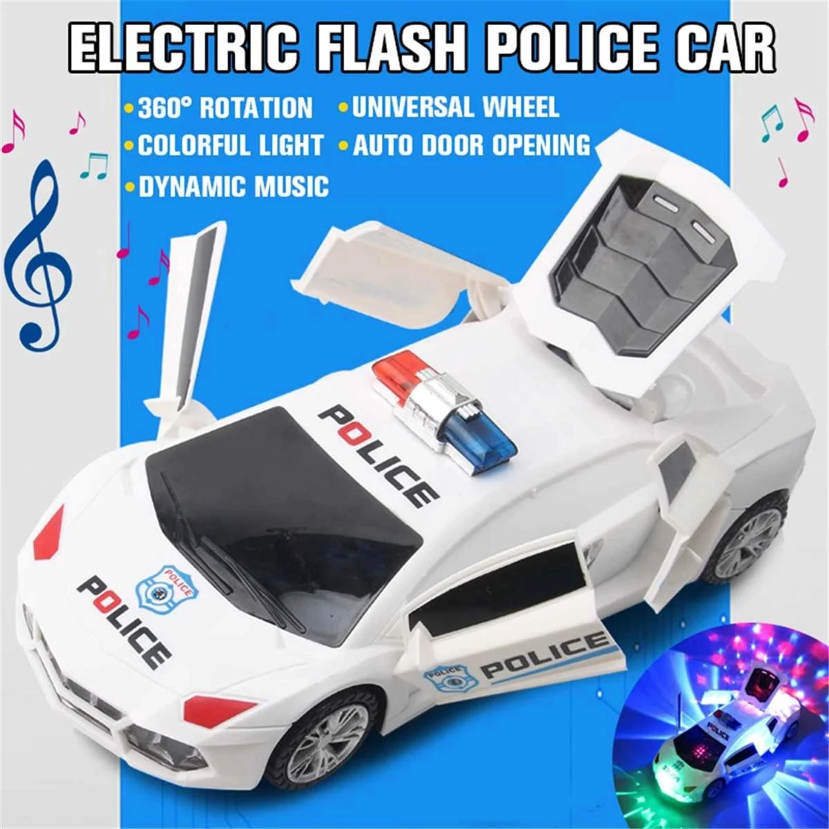 Dança elétrica deformação girando universal polícia carro música led luz  meninos legal brinquedo carro natal presente de aniversário - AliExpress