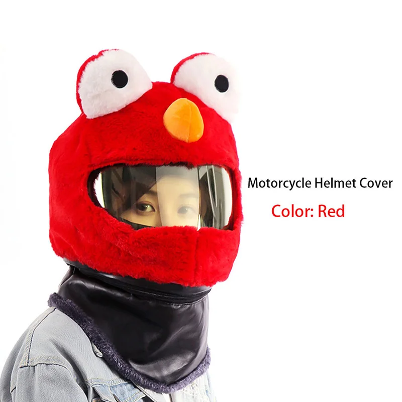 Red Helmet Cover Забавная Унисекс Лягушка, мотоциклетный шлем, маска на Хэллоуин, пушистая голова животного, чехол, костюм для мотоцикла, полный шлем - Цвет: Red Helmet Cover