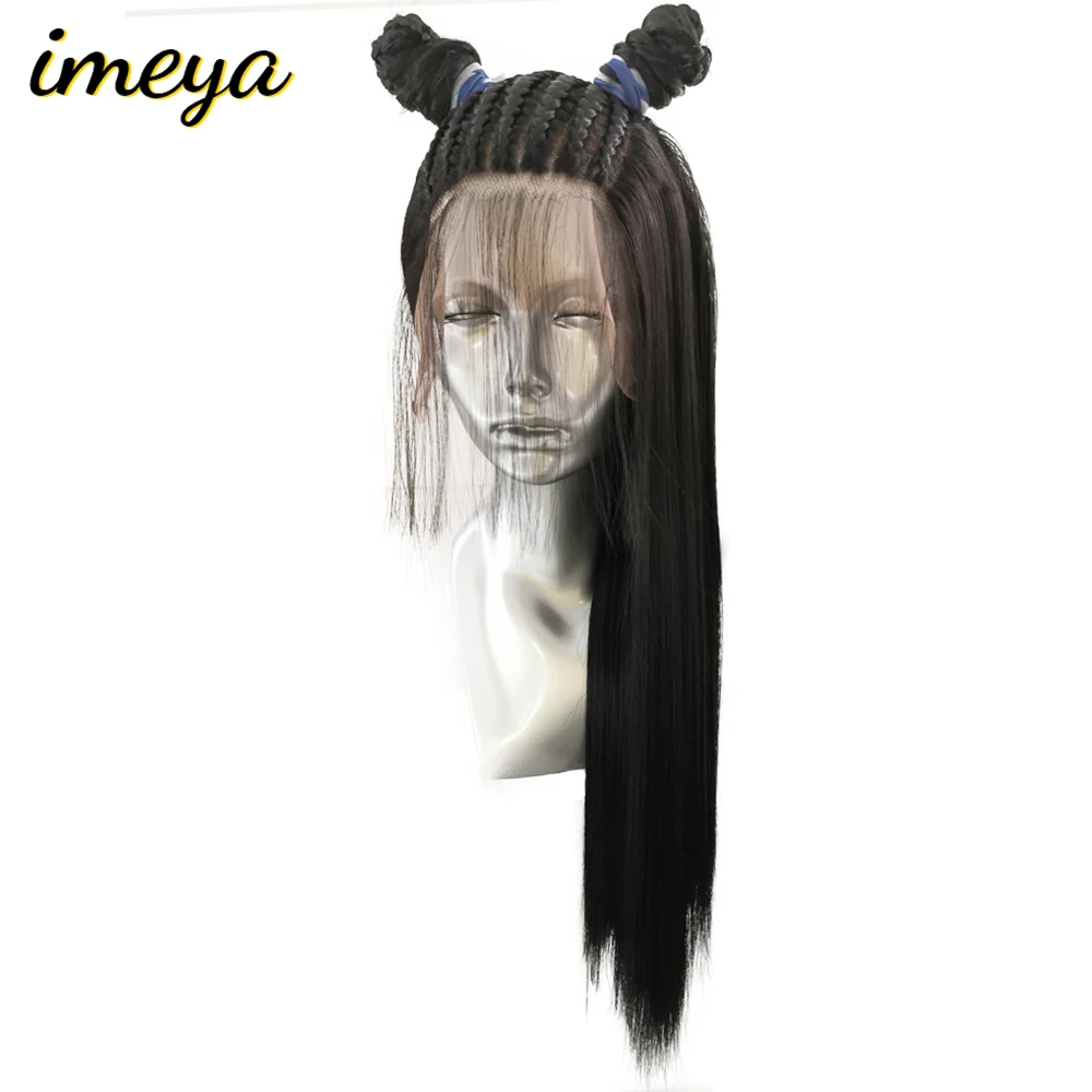 Imeya 13x6 коса прямой стиль парик синтетические термостойкие волосы кружева спереди парик с детскими волосами натуральный волос для женщин
