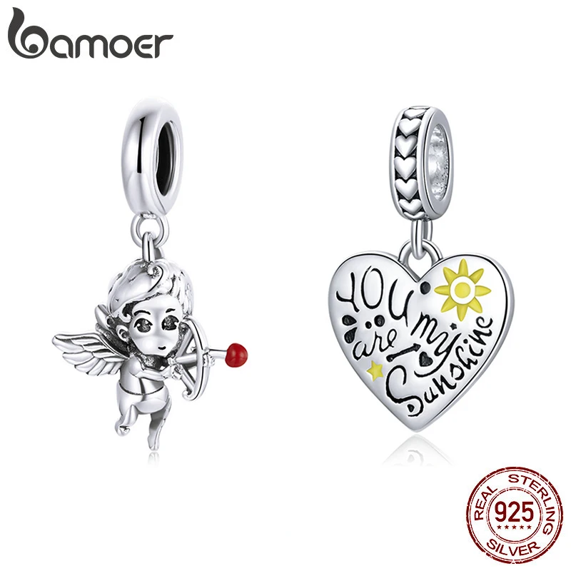 Bamoer Hollow S925 Silver charm Twining Love Heart With CZ Fit Bracelet Jewelry 