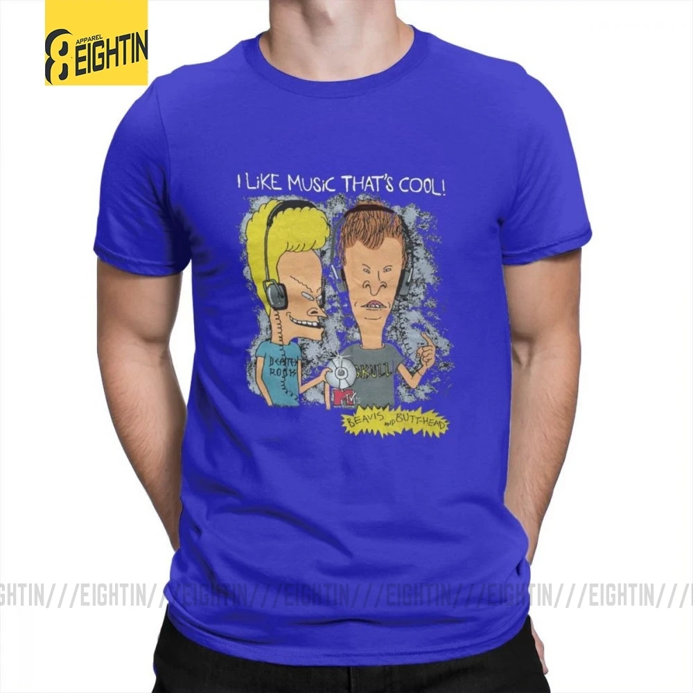 Beavis And Butthead футболки из хлопка с коротким рукавом футболки Awesome MensT модные футболки с круглым вырезом Большие размеры забавные - Цвет: Синий