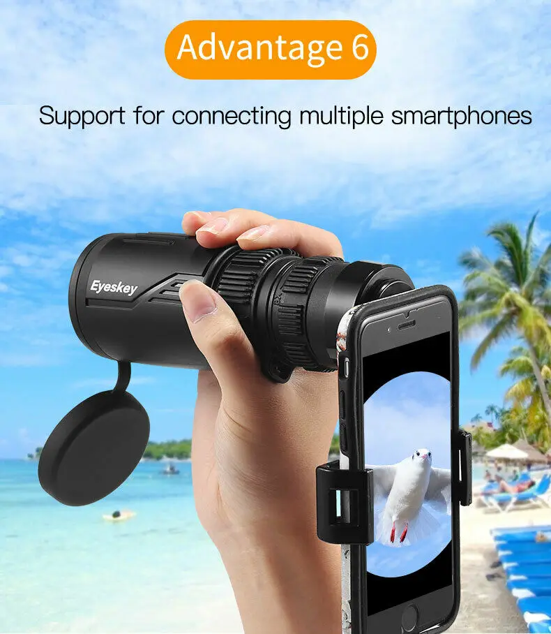  Eyeskey 8-24x42 Zoom Binoculars Telescope HD Scope FMC Optics + Smartphone Capturer Adapter Barcket